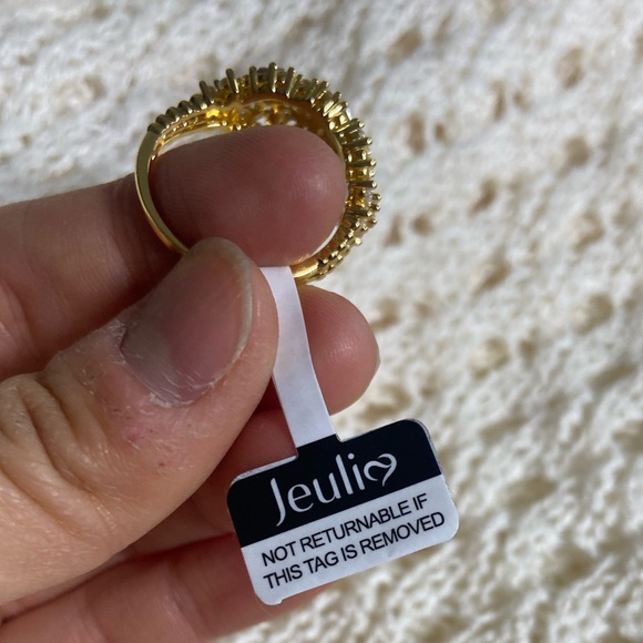 NWT 925 Silver Gold Plated Vintage Ring with Rhinestones - Picture 6 of 7